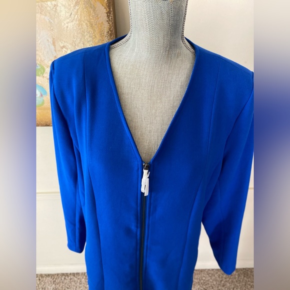 LÍNEA BY LOUIS DELL’OLIO 💙BLUE💙 V-NECK ZIP FRONT JACKET PLUS SIZE 14 🌟NWOT🌟 - Picture 3 of 16